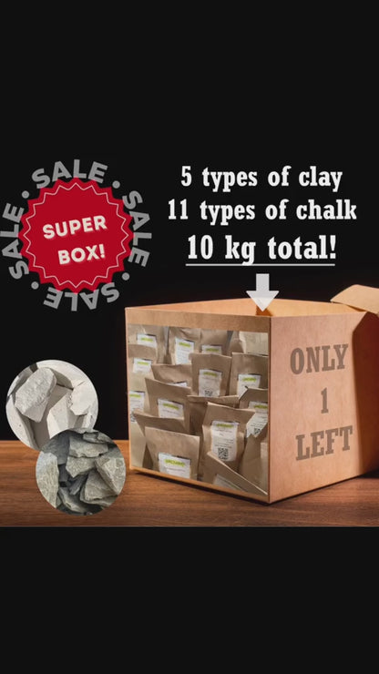 "SUPER BOX" of Natural Ukrainian Chalk and Clay , 10 kg